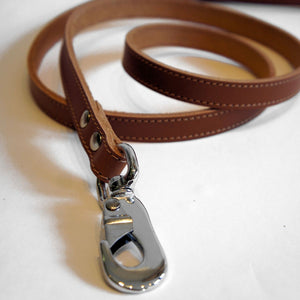 Laisse en cuir Bone cognac 150 cm long